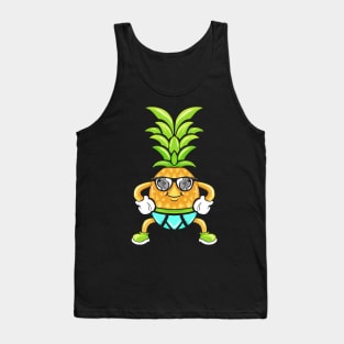 Cartoon Pineapple With Sunglasses And Underwear Tank Top
